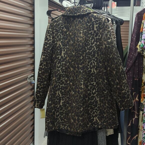 Michael Kors Size Medium NWT Leopard Print Wool Blend Pea Coat - Picture 2 of 6